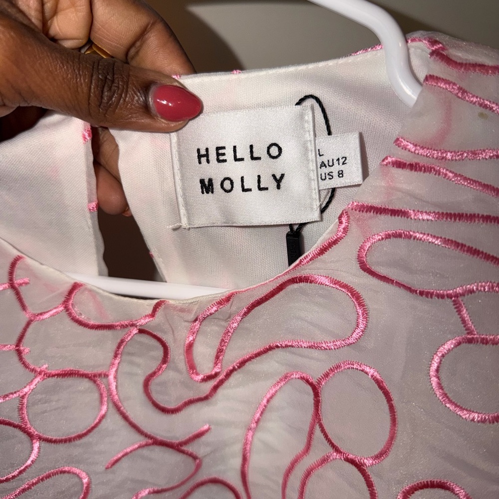 Hello Molly Pink Embroidered Short Dress - Picture 4 of 4